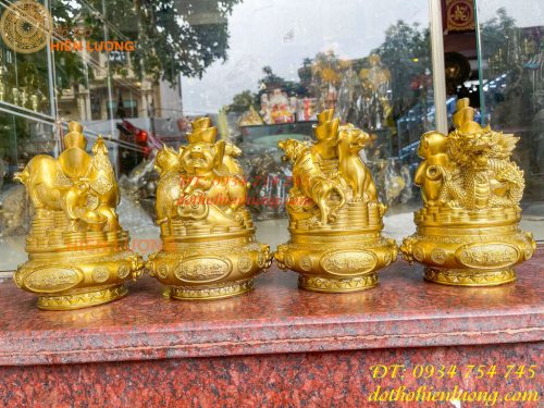Bộ Tam Hợp 12 Con Giáp Bằng Đồng Phong Thủy Cao 22cm