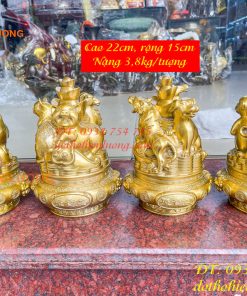Bộ Tam Hợp 12 Con Giáp Bằng Đồng Phong Thủy Cao 22cm