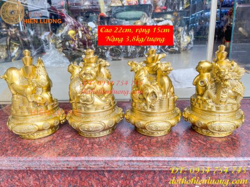 Bộ Tam Hợp 12 Con Giáp Bằng Đồng Phong Thủy Cao 22cm