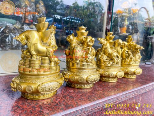 Bộ Tam Hợp 12 Con Giáp Bằng Đồng Phong Thủy Cao 22cm