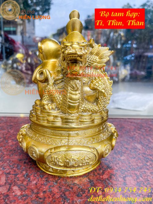 Bộ Tam Hợp Tí, Thìn, Thân, Bằng Đồng Cao 22cm