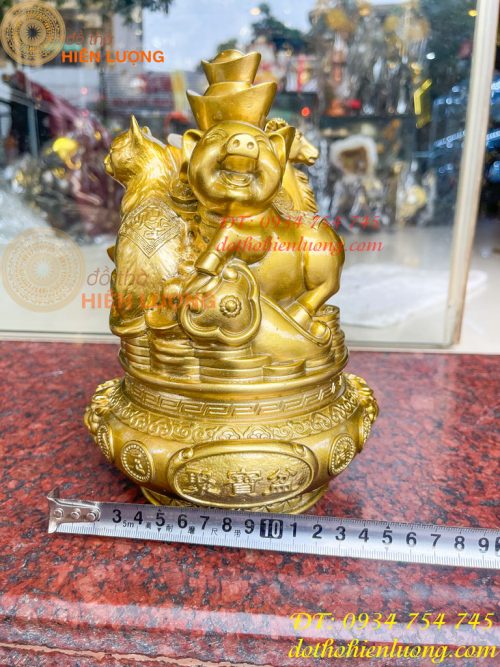 Bộ Tam Hợp Mão, Mùi, Hợi Bằng Đồng Cao 22cm