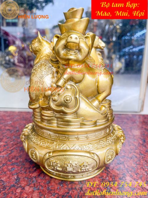Bộ Tam Hợp Mão, Mùi, Hợi Bằng Đồng Cao 22cm