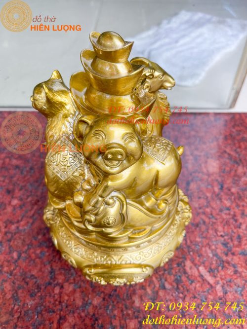Bộ Tam Hợp Mão, Mùi, Hợi Bằng Đồng Cao 22cm