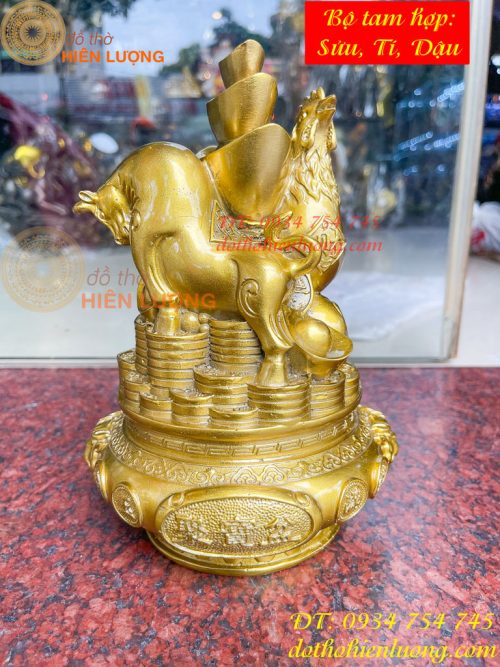 Bộ Tam Hợp Sửu, Tị, Dậu Bằng Đồng Cao 22cm