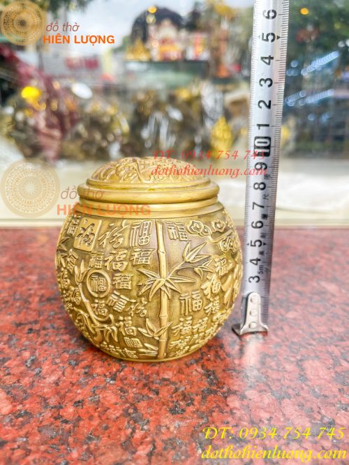 Hũ Đựng Trà Chữ Phúc Bằng Đồng Để Phòng Khách Trang Trí