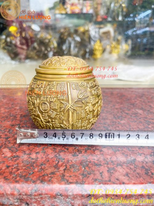 Hũ Đựng Trà Chữ Phúc Bằng Đồng Để Phòng Khách Trang Trí