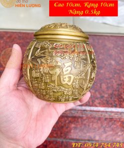 Hũ Đựng Trà Chữ Phúc Bằng Đồng Để Phòng Khách Trang Trí