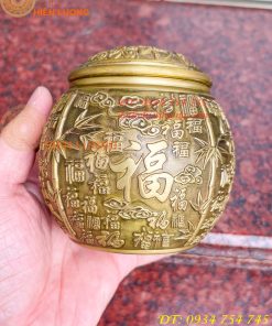 Hũ Đựng Trà Chữ Phúc Bằng Đồng Để Phòng Khách Trang Trí