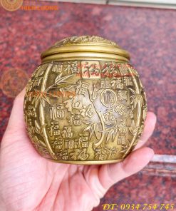 Hũ Đựng Trà Chữ Phúc Bằng Đồng Để Phòng Khách Trang Trí