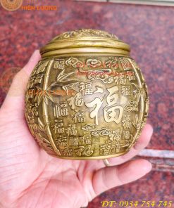 Hũ Đựng Trà Chữ Phúc Bằng Đồng Để Phòng Khách Trang Trí