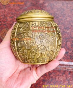 Hũ Đựng Trà Chữ Phúc Bằng Đồng Để Phòng Khách Trang Trí
