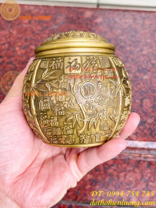 Hũ Đựng Trà Chữ Phúc Bằng Đồng Để Phòng Khách Trang Trí