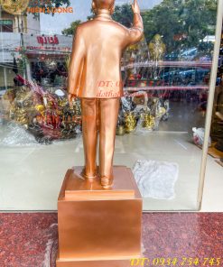 Tượng Bác Hồ Đứng Vẫy Tay Chào Cao 75cm Bằng Đồng Đỏ