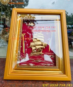 Tranh Thuận Buồm Xuôi Gió Mạ Vàng Để Bàn KT 20x25cm