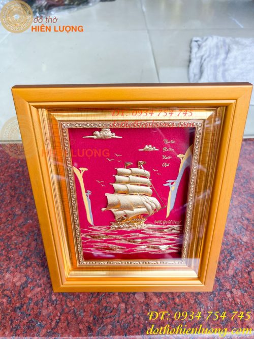 Tranh Thuận Buồm Xuôi Gió Mạ Vàng Để Bàn KT 20x25cm