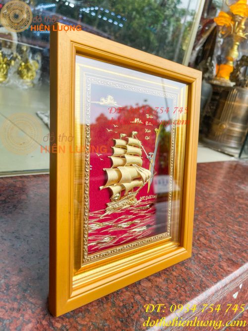 Tranh Thuận Buồm Xuôi Gió Mạ Vàng Để Bàn KT 20x25cm