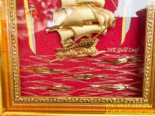 Tranh Thuận Buồm Xuôi Gió Mạ Vàng Để Bàn KT 20x25cm