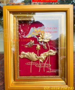 Tranh Hoa Sen Mạ Vàng Để Bàn 20x25cm