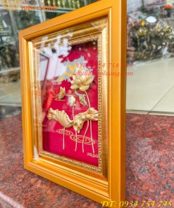Tranh Hoa Sen Mạ Vàng Để Bàn 20x25cm