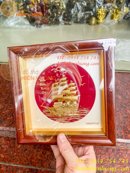 Tranh Thuyền Thuận Buồm Xuôi Gió Mạ Vàng 20x20cm
