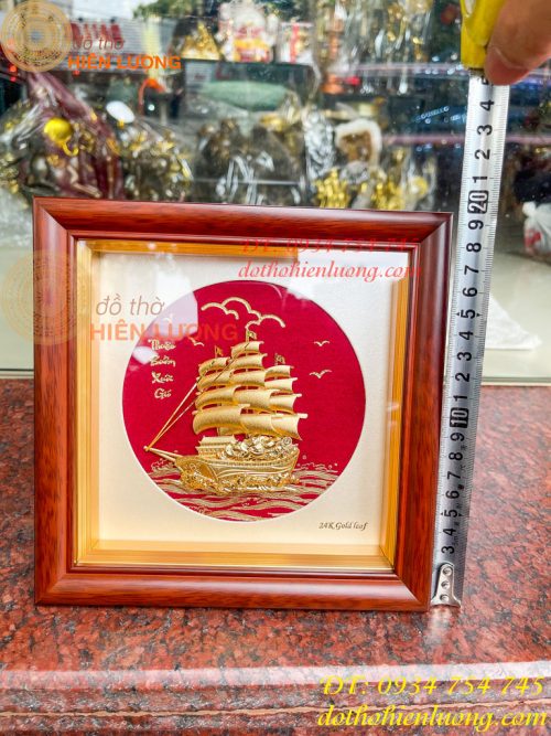 Tranh Thuyền Thuận Buồm Xuôi Gió Mạ Vàng 20x20cm