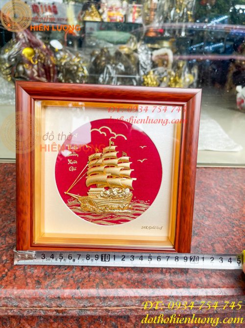 Tranh Thuyền Thuận Buồm Xuôi Gió Mạ Vàng 20x20cm