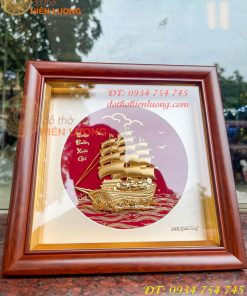 Tranh Thuyền Thuận Buồm Xuôi Gió Mạ Vàng 20x20cm