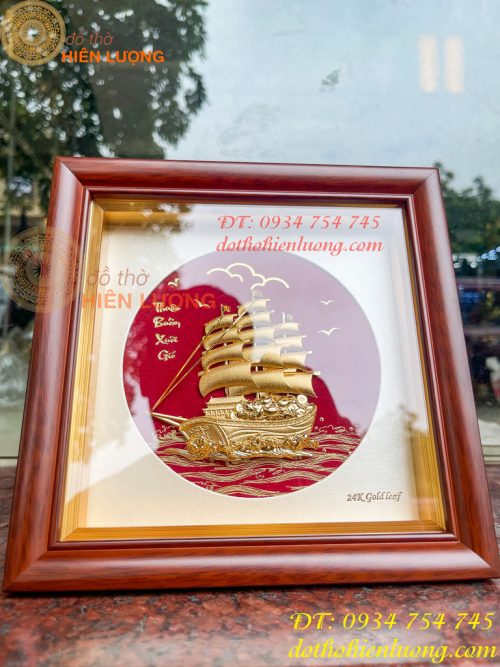 Tranh Thuyền Thuận Buồm Xuôi Gió Mạ Vàng 20x20cm