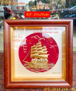 Tranh Thuyền Thuận Buồm Xuôi Gió Mạ Vàng 20x20cm