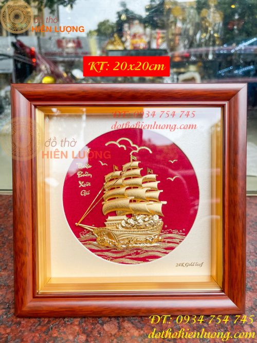 Tranh Thuyền Thuận Buồm Xuôi Gió Mạ Vàng 20x20cm
