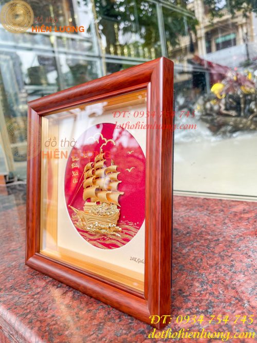 Tranh Thuyền Thuận Buồm Xuôi Gió Mạ Vàng 20x20cm