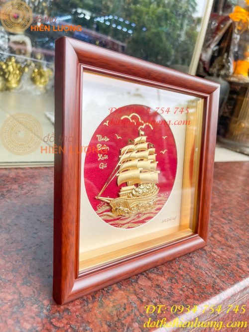 Tranh Thuyền Thuận Buồm Xuôi Gió Mạ Vàng 20x20cm