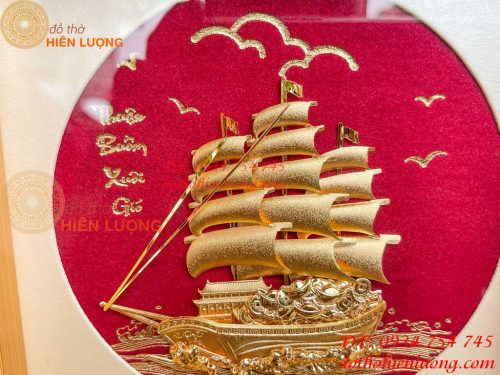 Tranh Thuyền Thuận Buồm Xuôi Gió Mạ Vàng 20x20cm