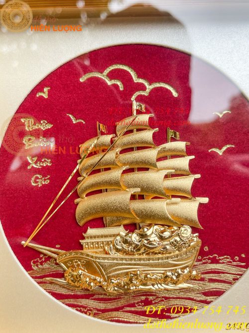 Tranh Thuyền Thuận Buồm Xuôi Gió Mạ Vàng 20x20cm