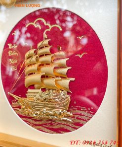 Tranh Thuyền Thuận Buồm Xuôi Gió Mạ Vàng 20x20cm