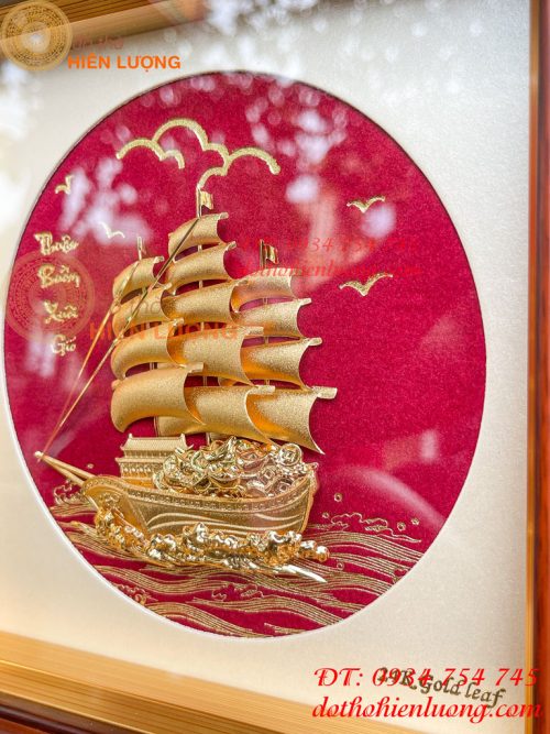 Tranh Thuyền Thuận Buồm Xuôi Gió Mạ Vàng 20x20cm