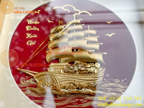 Tranh Thuyền Thuận Buồm Xuôi Gió Mạ Vàng 20x20cm