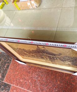 Tranh Chùa Một Cột Bằng Đồng Làm Nền Xước KT 54x74cm