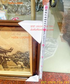 Tranh Chùa Một Cột Bằng Đồng Làm Nền Xước KT 54x74cm