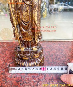 Tượng Địa Tạng Vương Bồ Tát Đứng Cao 30cm Bằng Đồng Vẽ Gấm