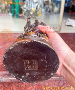 Tượng Địa Tạng Vương Bồ Tát Đứng Cao 30cm Bằng Đồng Vẽ Gấm