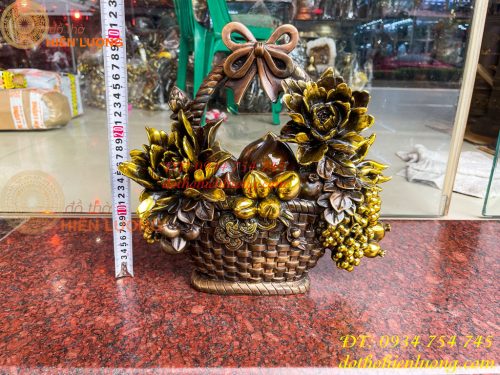 Giỏ Trái Cây Bằng Đồng Phong Thủy Cao 30cm