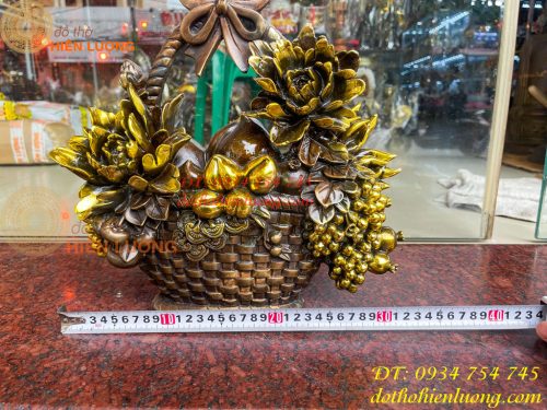 Giỏ Trái Cây Bằng Đồng Phong Thủy Cao 30cm