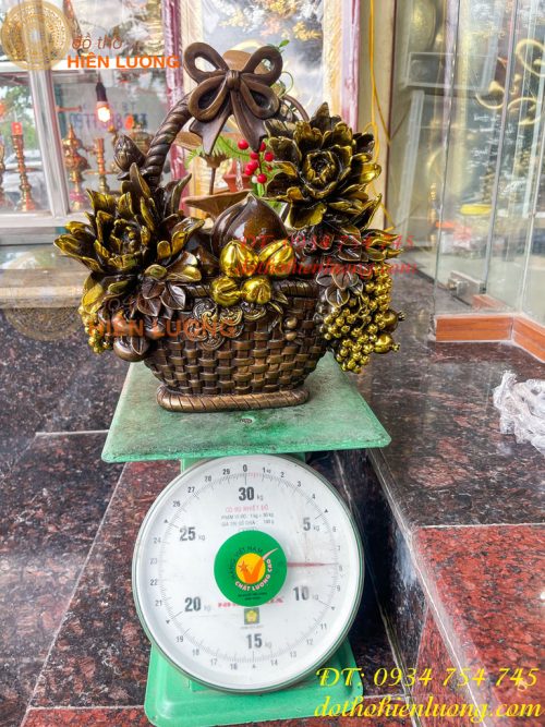 Giỏ Trái Cây Bằng Đồng Phong Thủy Cao 30cm