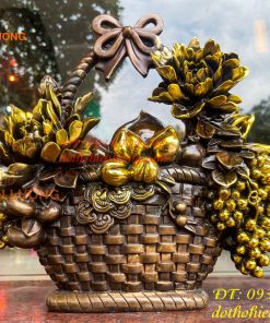Giỏ Trái Cây Bằng Đồng Phong Thủy Cao 30cm