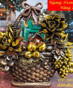Giỏ Trái Cây Bằng Đồng Phong Thủy Cao 30cm