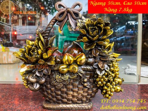 Giỏ Trái Cây Bằng Đồng Phong Thủy Cao 30cm