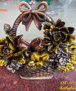 Giỏ Trái Cây Bằng Đồng Phong Thủy Cao 30cm