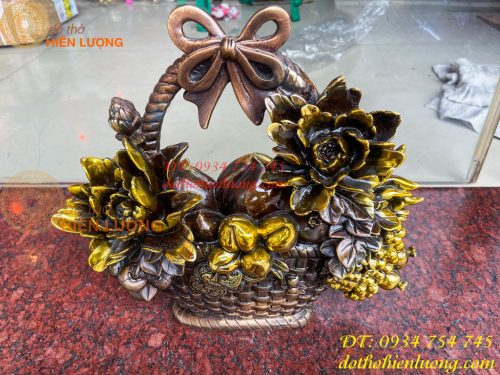 Giỏ Trái Cây Bằng Đồng Phong Thủy Cao 30cm